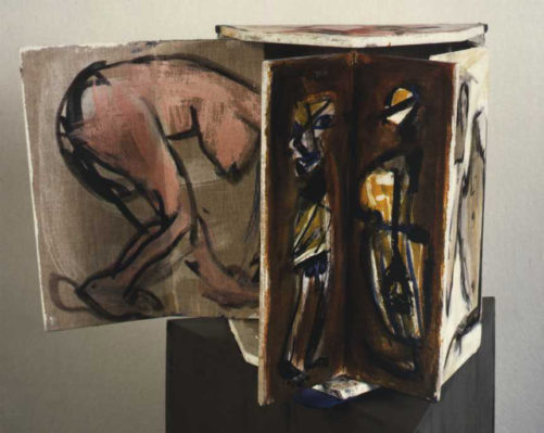 Winkelklappe mit abstrakter Darstellung des Paares