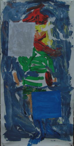 «Robe verte», tableau à rabats avec bonnet et chaussures, peinture acrylique et études à l’aquarelle