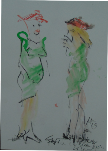 zwei Frauen im grünen Kleid