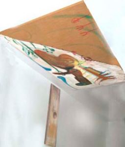 zweiteiliges Deckenbild, Darstellung Dalis mit seinen Symbolen, sowie im kleineren Bild eine Schublade