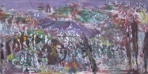 Landschaft mit angedeuteter Masse von Leibern