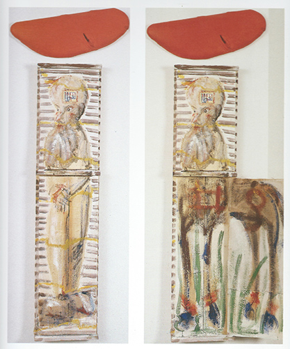 Du philosophe au cerf en deux pas avec reste sanglant, 180x42 cm, 1989, propriété privée