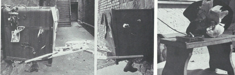 Artiste au placard de musique » - cigarette éteinte, objets (disparu), 1976