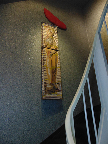 Du philosophe au cerf en deux pas avec reste sanglant, 180x42 cm, 1989, propriété privée