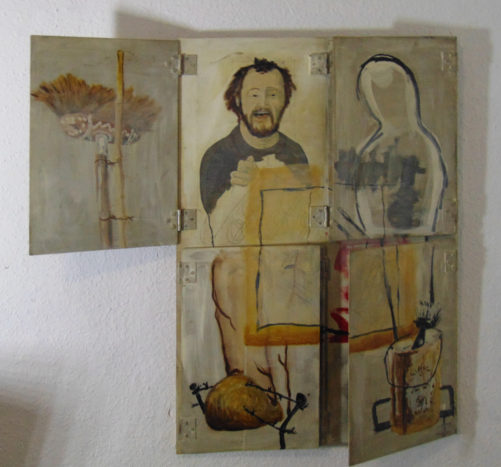 Aveu, bois, aluminium, revêtements, peinture acrylique, 55x80 cm, 1981