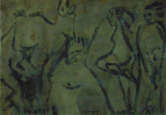 Danse » – peinte avec terre et signé de KA, KA, 45x38 cm, 2005
