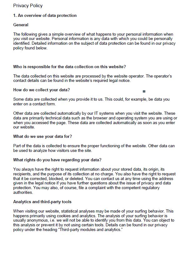 Privacy Policy Forschner English